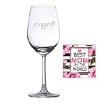 YaYa Cafe Mothers Day Gifts for Pregnant Women, Engraved Preggers Wine Glasses with Coaster - Madison 350 ml