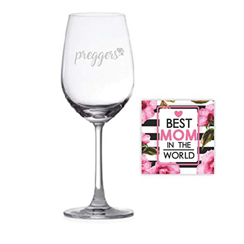 YaYa Cafe Mothers Day Gifts for Pregnant Women, Engraved Preggers Wine Glasses with Coaster - Madison 350 ml
