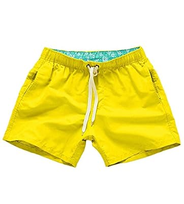 LaoZan Homme Short Pantalon Sportif Pantalon Court Shorts De Plage Séchage Rapide Couleur Unie Jaune L