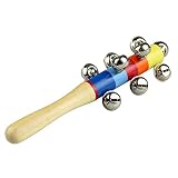 Tera® Holzrassel, Rassel mit Stab Musik Instrument für Kleinkinder und Babys