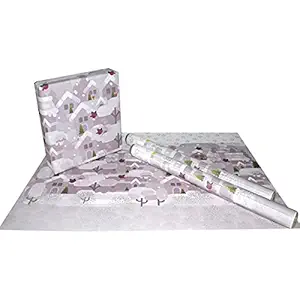 eVincE Matte White Christmas Snow Gift Wrapping Paper | for Kids and Adults Family Friends New Year Office Gifts | Roll of 10 Sheets | 50 x 70 cms Recyclable Papers with Xmas Facts