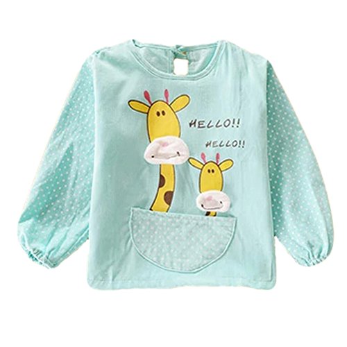Lovely Giraffe Smocks Baby Feeding Clothes Baby Bibs ,Green