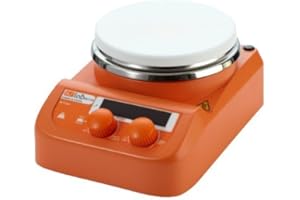 sunLab ABS Digitaler Mini Magnetrührer mit Heizung bis 280°C, 1500 UpM, Orange, 515W, 230V