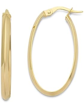 1 Paar Gold Ohrringe Creolen Oval Aus 14 Karat 585 Gelbgold ( 3 x 25 Ø mm ) - PRIO142