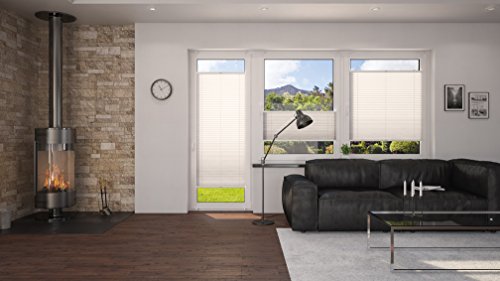DecoProfi PLISSEE grau, verspannt, Breite 35cm x 130cm (max. Gesamthöhe Fensterflügel), mit Klemmträger / Klemmfix / ohne Bohren - 6