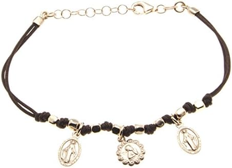 Bracelet Sterling silver 925 finish rosé medal, our Lady Miraculous religious woman BR109