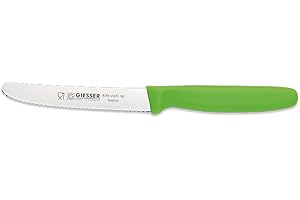 Giesser since 1776 - Made in Germany - Coltello per pomodori, 11 cm, Veggie, coltello multiuso, verde, antiscivolo, piccolo coltello da cucina inossidabile, coltello affilato per una cucina sana