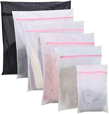 Hopaba Set of 6 Mesh Laundry Wash Bag Zippered for Washing Machine- Protect Delicates, Lingerie, Bra, Stocking, in Washer and Dryer (1* Jumbo, 2*Large, 1*Medium, 1* Small, 1* Mini Small)