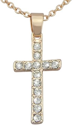 Hanessa Women's Neck Chain Cross Necklace In Rose Gold Diamond Jewellery Gift For Woman