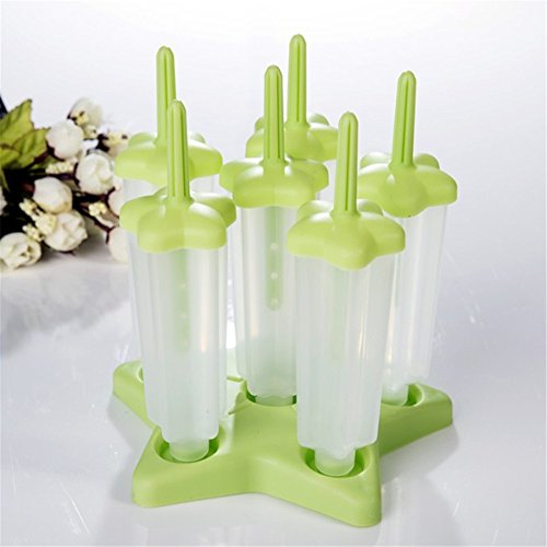 Goodlucky365 2 Pack mit 12 Eis am Stiel Formen Eis Formen Wiederverwendbaren Stieleis-Formen, Star-Pop Formen, Wassereis Macher & 1 Stück Schwamm-Topfbürste - 5