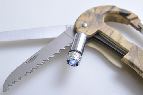 Huntington Karabiner mit Messer, Säge und Taschenlampe, Camouflage, A08 (DE) - 3