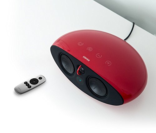 Edifier E255 RD Luna Theatre 5.1 Home-Entertainment-System mit Dolby/DTS-Decoder, optischem Eingang und Fernbedienung, 385W rot