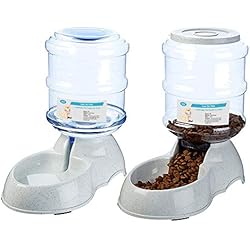 XIAPIA Distributeur de Nourriture/Eau Fontaine Automatique-3.75Lx 2 Pièces- Alimentation pour Chien/Chat/Accesoires Gamelle Animaux Domestiques BPA Free