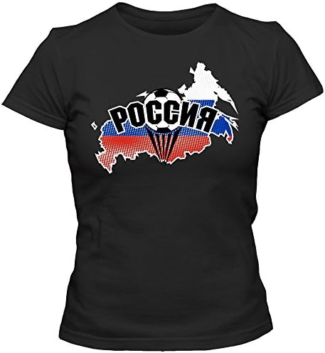 Russia EC 2016#1 T-Shirt | Football Vs. Soccer | Women | Sbornaja | Jersey | National Team, Colour:Black (Deep Black);Size:Large
