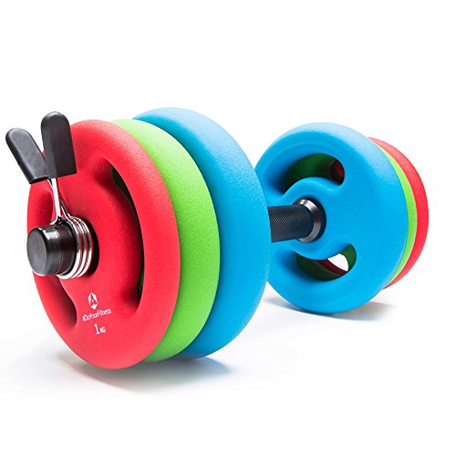 4x Hantelscheiben aus 100% Gusseisen in 1kg 2kg 3kg 4kg 5kg / farblich codiert je nach Gewichtsklasse! 30/31mm Bohrung mit bunten Neoprenüberzug zur Dämpfung. Variable Einsatz : Langhantel oder Kurzhantel 5kg / schwarz - 2