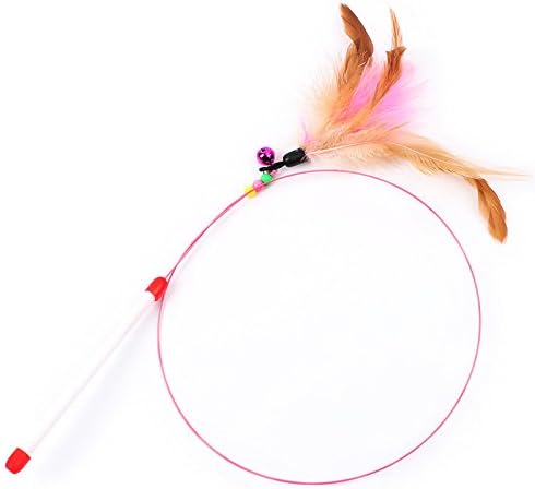homewinner Cat Toys Feather Wand 100cm (39.4 inch) length – With Natural Feathers and Colorful small bell are Guaranteed to Drive Your Cat Wild 3 PACKS