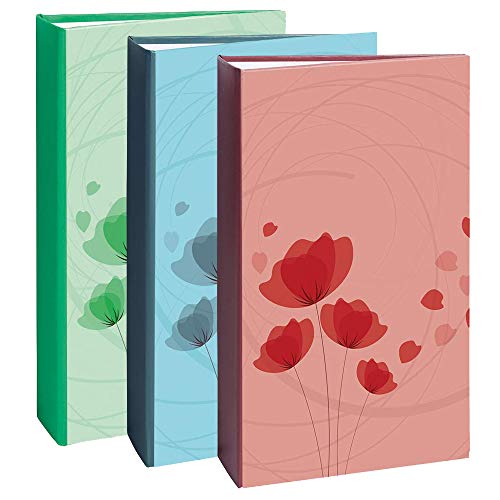 LC DISTRIBUTION Lot de 3 Albums Photos à Pochettes Ellypse (Vert Bleu Rouge, 300 Photos)