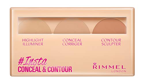 Rimmel London Insta Conceal & Contour, Palette Correttori per Illuminare, Correggere e Scolpire il Viso, 010 Light, 8,4 g