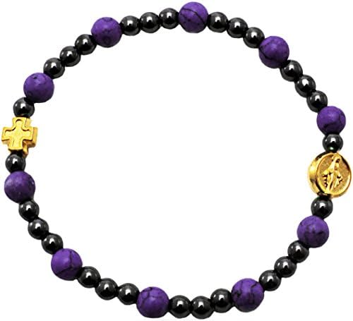 Blue Beaded with Medal and Cross Christian Bracelet