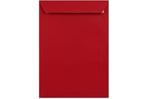 4ABOXES LTD C4 Coloured Envelopes for A4 Paper/Card Peel & Seal Flap Envelopes Pack of 10 (Scarlet Red Peel & Seal)