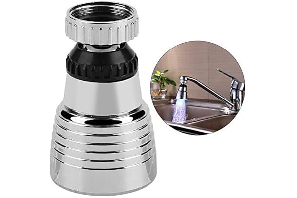 Aérateur de robinet – Pulvérisateur de robinet pivotant à 360 ° avec lumière LED 3 couleurs