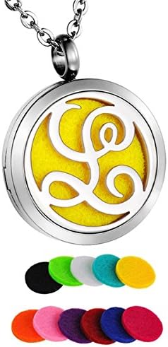 TIANBAO Aromatherapy Essential Oil Diffuser Necklace Monogram Letter L Locket Pendant with 24" Chain 12 Refill Pads