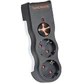 Tun&ccedil;matik Tsk19022 Current Protective Sockets, Black, 2-Piece 1050 Joules