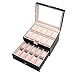 Produktbild CO-Z Uhrenbox Uhrenkoffer Uhrenkasten Uhrenschatulle Watch Box Eleganter Speicher Schaukasten PU Leder für 20 Uhren schwarz