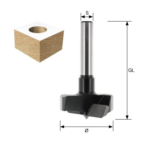 ENT Bohrer Zylinderkopfbohrer HW (HM) für Handoberfräse S8 D25 GL60mm