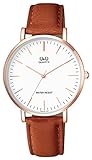 Q & Q Herren Q978J101Y Analog Quarz Brown-Lederband - Rose Gold