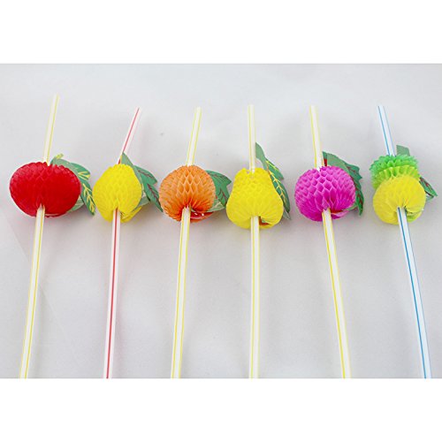 3D Frucht Cocktail Strohhalme , 50 Stück Assorted - 5