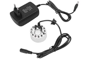 PSSOPP Acuario Mist Maker 12 LED Colorido Reptil Tanque Fabricante de Niebla Máquina de Humo Humidificador de Aire Atomizador Paisaje Decoración para Agua Fuente Estanque Rockería Pecera(100-240V)