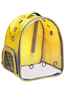 PSK PET MART Pet Transparent Cat & Small Dog Puppy Kitty Shihtzu Carriers for Breathable Capsule Airline Travel Approved Air Ventilation Backpack Size 17 ? 13 ? 11 inch Yellow