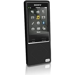 iGadgitz U3293 - Funda Carcasa Silicon para Sony Walkman NWZ-A15 A17 8GB 16GB y Protector de Pantalla, Negro