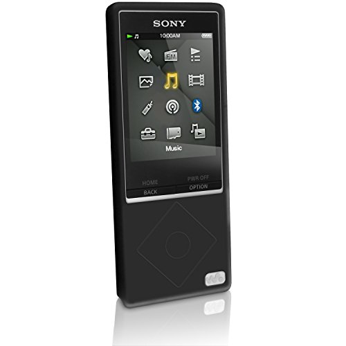 iGadgitz U3293 - Funda Carcasa Silicon para Sony Walkman NWZ-A15 A17 8GB 16GB y Protector de Pantalla, Negro