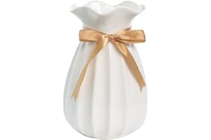 JUZAI 19 CM Vaso Fiori Bianco Ceramica per Pampas, Vaso Cilindrico Decorativo da Interno Design Moderno Elegante Classici