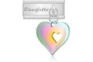 ITALIAN CHARM Engraved Daughter Heart Dangle Double Link Charm fits all Classic 9mm Italian Style Charm UK stock