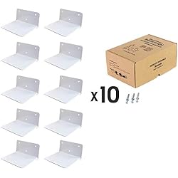 3Kamido® métal Étagère Invisible Murale L'étagère, Entièrement Invisibles Une Fois chargées de Livres, Etagères Invisibles, Professionnel et Solide, Couleurs: Noir, Blanc, Gris (10 - Pack, Blanc)