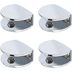 Sayayo EBL3012-4P - Soporte de pared para estante de cristal con bisagra de cristal (8-12 mm de grosor, acabado pulido de acero inoxidable, 4 unidades)