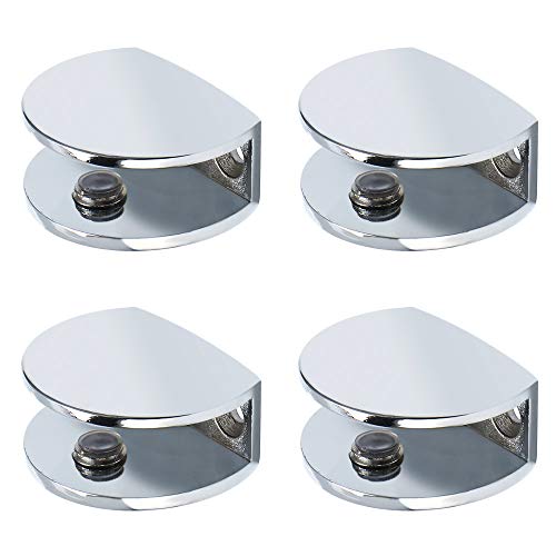 Sayayo EBL3012-4P - Soporte de pared para estante de cristal con bisagra de cristal (8-12 mm de grosor, acabado pulido de acero inoxidable, 4 unidades)