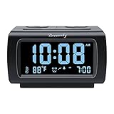 Eleganter Digitaler Wecker Uhrenradio mit Lautstärke Regelbar: Sie können nach Belieben mit Summer oder Radio aufwachen. Die Lautstärke der beiden Alarmquellen kann an Ihren Komfort angepasst werden. (Summer: 3 Stufe, Radio: 1-15 Stufe). langsam ansteigend e Alarmtöne. Der Alarm beginnt mit einem schwachen Ton und steigt dann innerhalb von 5 Sekunden auf das Maximum. der Weckton ist laut genug für schweren Schlafenden.