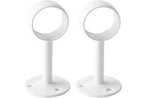 KAFENDA The diameter of 32 mm / 1-1/4 inches shower curtain closet rod frame pipe flange, socket, ceiling mounting bracket pipe fitting support, 2 pieces of stainless steel white surface treatment