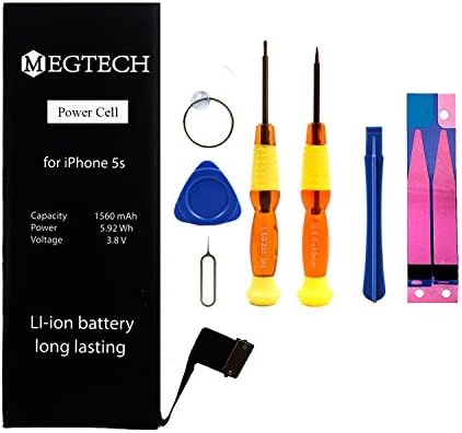 MEGTECH iPhone 5S/5C Battery Replacement: New Zero Cycle Li-Ion internal Battery Replacement with Free Professional Tool Kit by