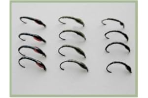 TROUTFLIES UK BUZZERS Epoxy Buzzers, BARBLESS, 12 Pack Black & Olive, Mixed 10/12, Trout, Fly Fishing