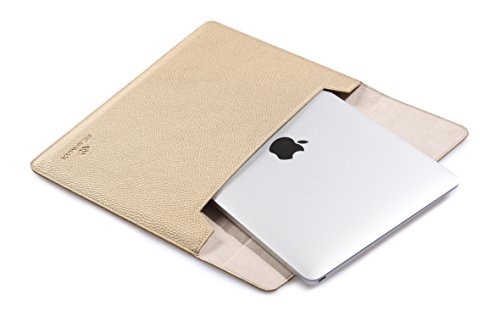 SunSmart Einfache Umschlagart 13.3-Zoll-Laptop-Leder Schutzhülle Tasche mit Magnetverschluss für MacBook Air 13.3“(golden) - 3