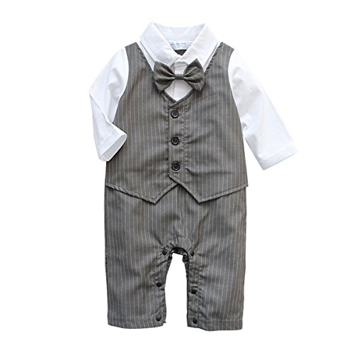 Baby Boy Wedding Tuxedo 1pc Outfit with Bow Tie (0-3 Month)