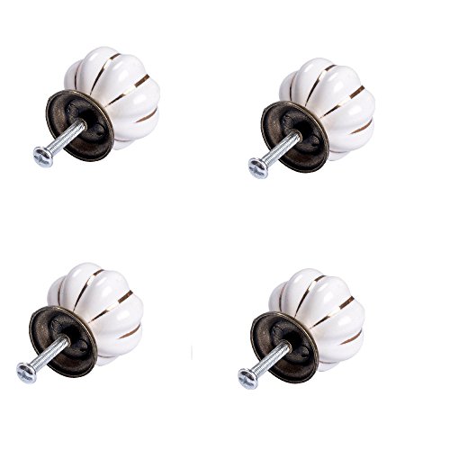 Schönes Leben* 10 Pcs Möbelknopf Schrankknöpfe Möbelknöpfe Set Möbelgriff SetRetro Keramik Türknopf Weiss Kürbis - 3