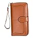 Produktbild U.Expectating Damen Geldbörse lang Kunstleder Damen Geldbörse Elegant mit Reißverschluss und Schlaufe 9 RFID Schutz Kartenfächer Kartenhüllen (Brown)