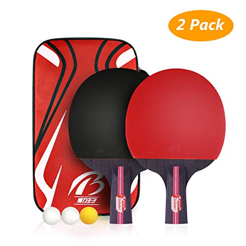Weeygo Professionnel Set de Tennis de Table, Raquette De Tennis De Table, 2 Raquettes de ping-Pong + 3 balles + 1 Sac de Rangement