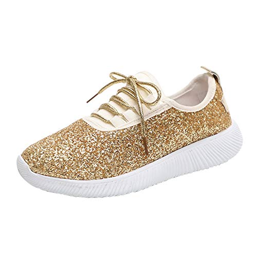 Shujin Femme Chaussures de Sport Paillettes Respirantes Chaussures de Course Sneakers Léger Confortable pour Entraînement Course Gym Fitness Jogging
